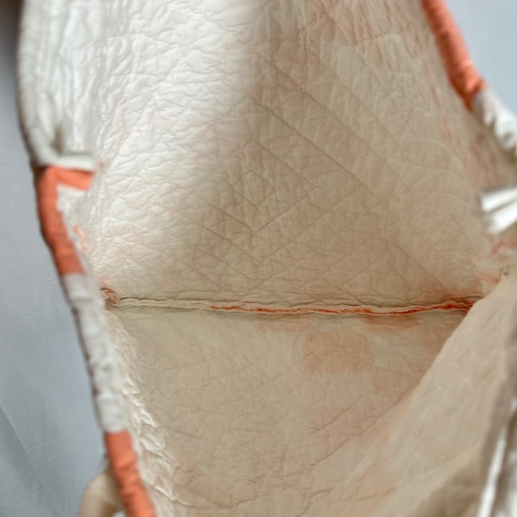 Handmade Quilted Cotton Tote Checker Patchwork Peach Coral Large Grannycore - Picture 8 of 8